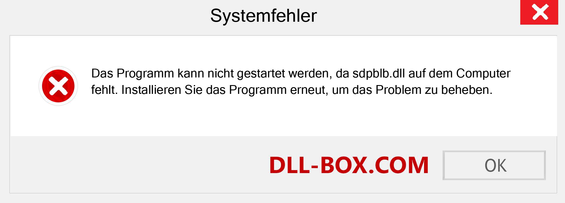 sdpblb.dll-Datei fehlt?. Download für Windows 7, 8, 10 - Fix sdpblb dll Missing Error unter Windows, Fotos, Bildern